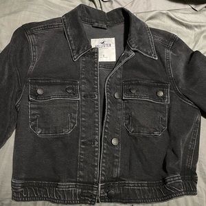 Hollister crop black jean jacket